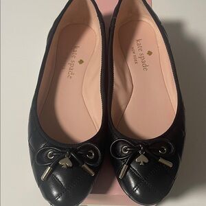 Kate Spade Black Quilted Flats with Bow